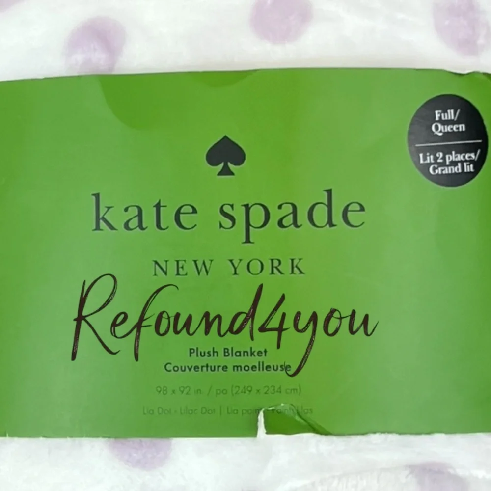 Kate Spade - ‘Lilac Dot’ Plush Blanket. Full/Queen. 98“x92“ NWT Firm! Last one!